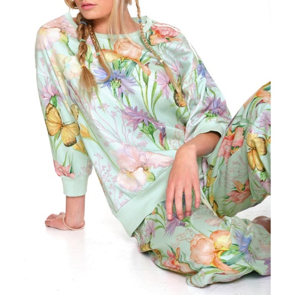 Aratta Iris Sweatshirt • Reg $146 NWT • Hand Beaded • Floral • Butterfly - Picture 3 of 5